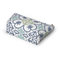 Portugal Tile Accessory Pouch w T-bottom in Blue